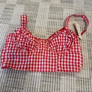 Colsie Red and White Gingham Bustier Top